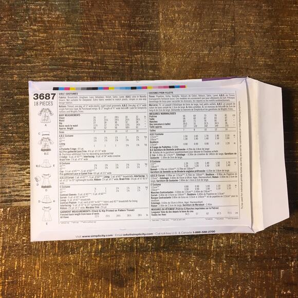 Simplicity Sewing Pattern 3687 Girls Witch Fairy Pirate Bo Beep Elf 7-14 UNCUT - Picture 2 of 2